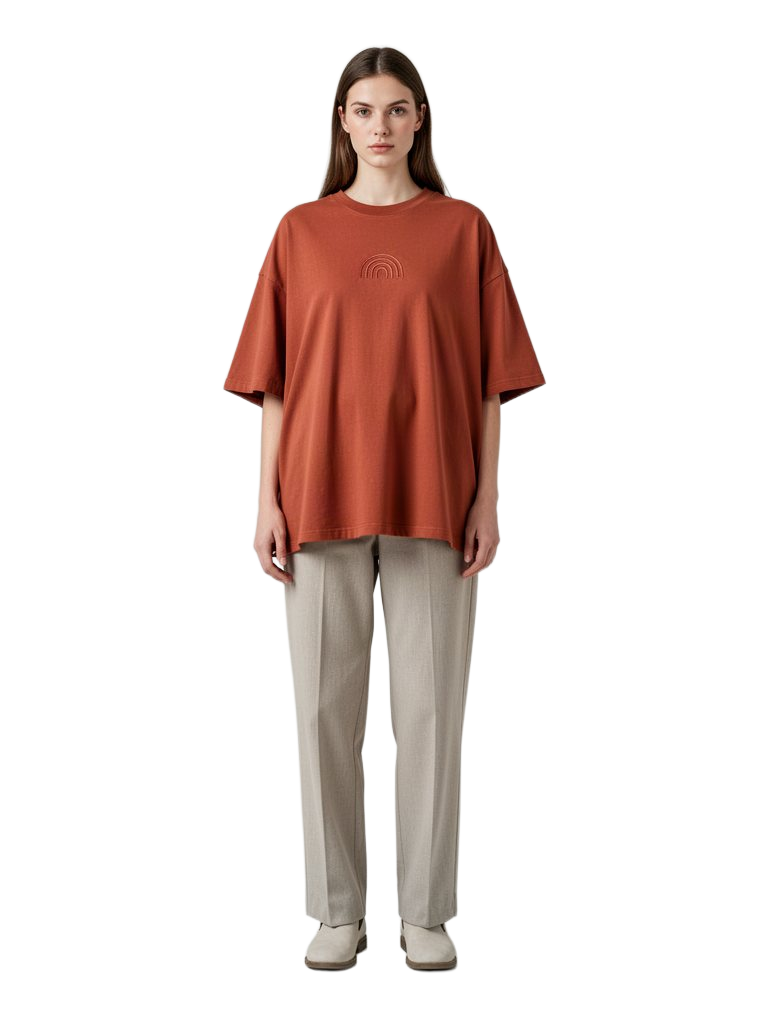 Model wearing Clay Form Tee