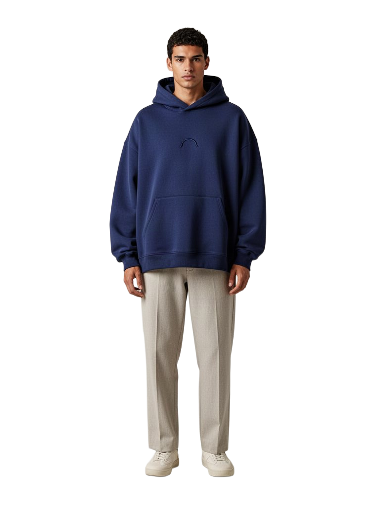 Model wearing Blue Hour Hoodie