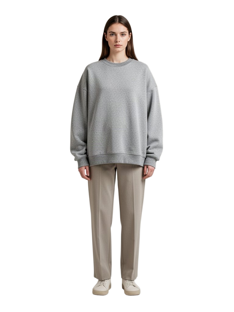 Model wearing Stone Daily Crew